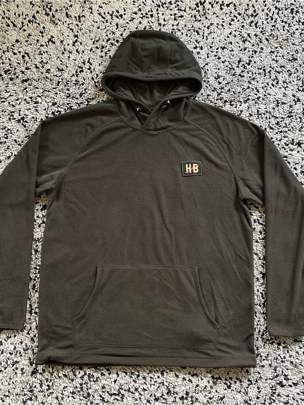Howler Brothers Hooded Lightweight Waffle Fleece Pullover Dark Green Men’s Large - Picture 2 of 15
